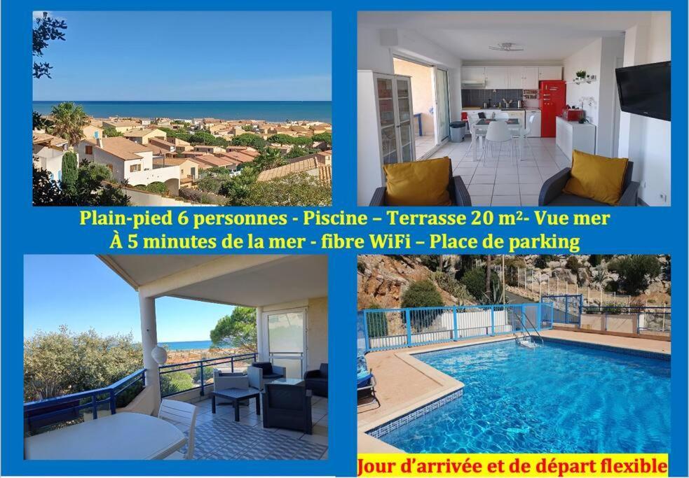 Plain-Pied, Terrasse, Piscine, Pleine Vue Mer, Plage A 6' A Pied, Parking, Wifi Fleury  Dış mekan fotoğraf